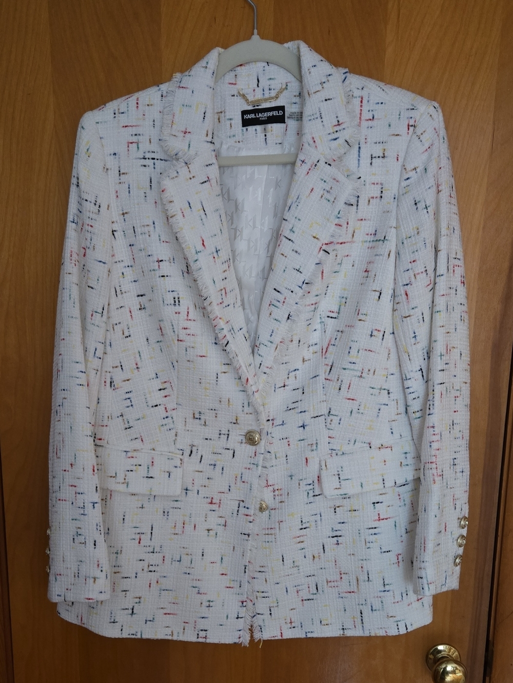 NWOT Karl Lagerfeld Paris Women's Tweed Roadmap Blazer, Size 6